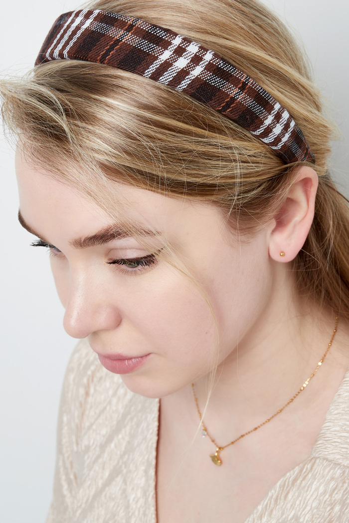 Headband checkered - brown Plastic Picture2